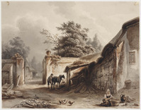 TvB T 445
<br/>
Boerenerf met twee figuren en een paard
<br/>
<em>Huysmans, Constantinus Cornelis (1810-1886)</em>